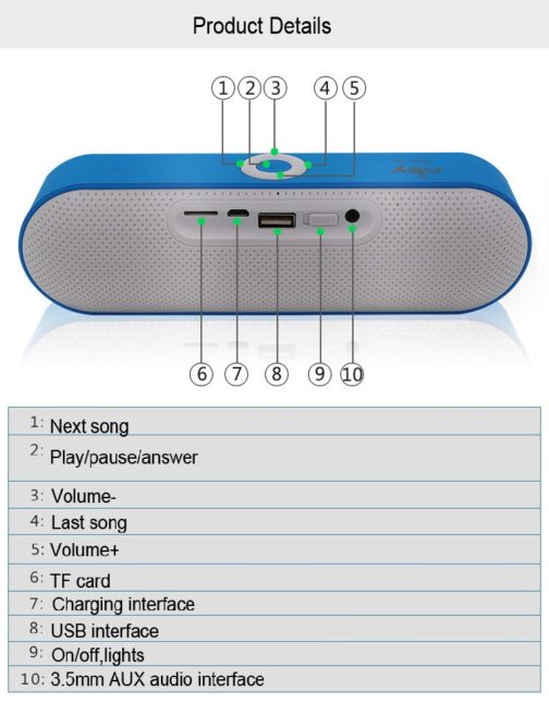 Enceinte Bluetooth 4.2 NBY-18, portable, Gris – Image 7