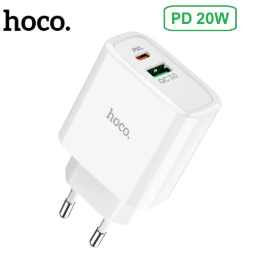 Chargeur rapide 2x USB A + Type C 20W, hoco