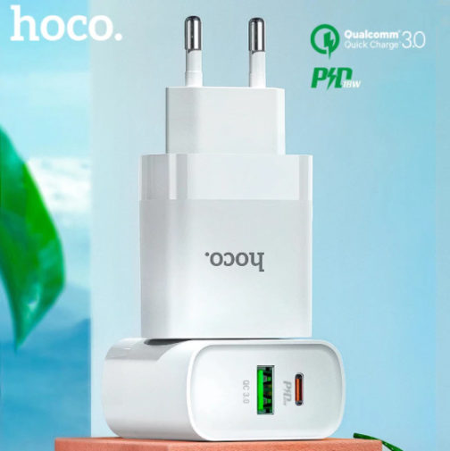 Chargeur rapide 2x USB A + Type C 20W, hoco – Image 3