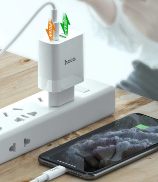 Chargeur rapide 2x USB A + Type C 20W, hoco – Image 2