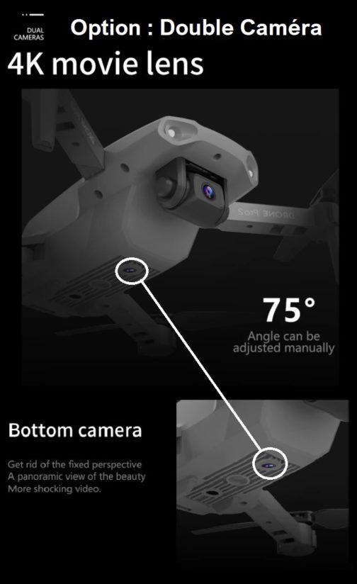 Drone E99 PRO 2, Wifi FPV, caméra 4k + boîte transport (options : double caméra, 2 batteries, casque VR) – Image 13