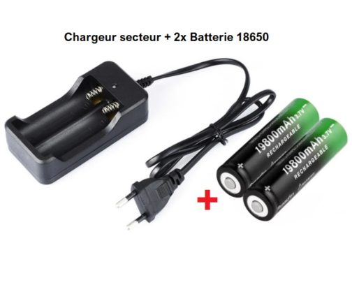 Chargeur et 2x Batteries 3.7V 18651 pour Kit Arduino