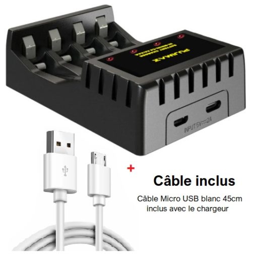 Chargeur USB pour pile rechargeable AA/AAA, noir – Image 3
