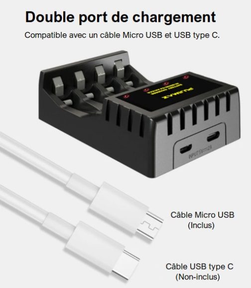 Chargeur USB pour pile rechargeable AA/AAA, noir – Image 4