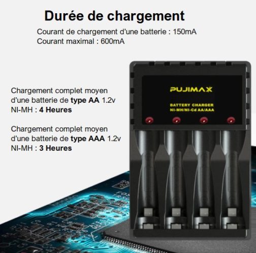 Chargeur USB pour pile rechargeable AA/AAA, noir – Image 7