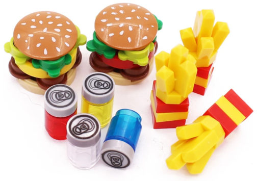 Lego Set Burger, frites, canettes